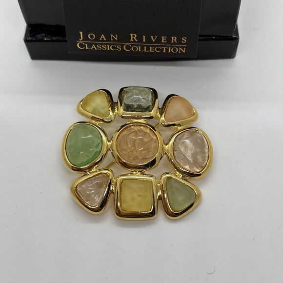 Joan Rivers Gripoix Style GOLD TONE Pastel Jelly Maltese...